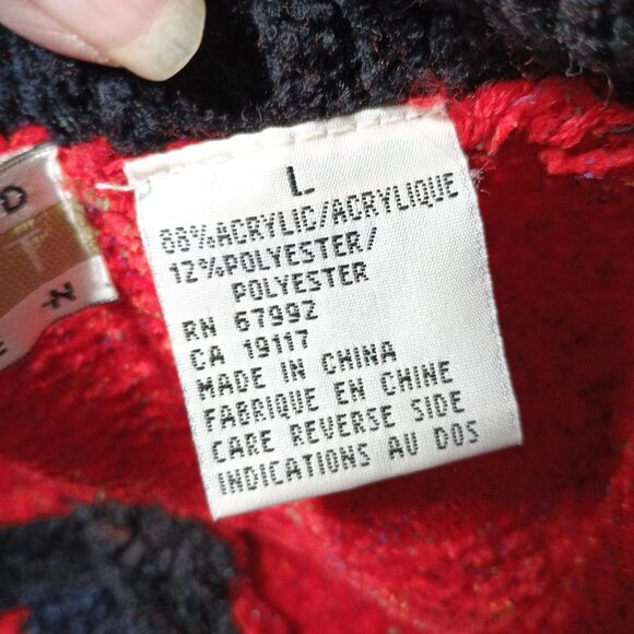 Sigrid Olsen Sport Red Chenille Sweater L Nordic Tree Knit Pullover Christmas - Picture 10 of 14
